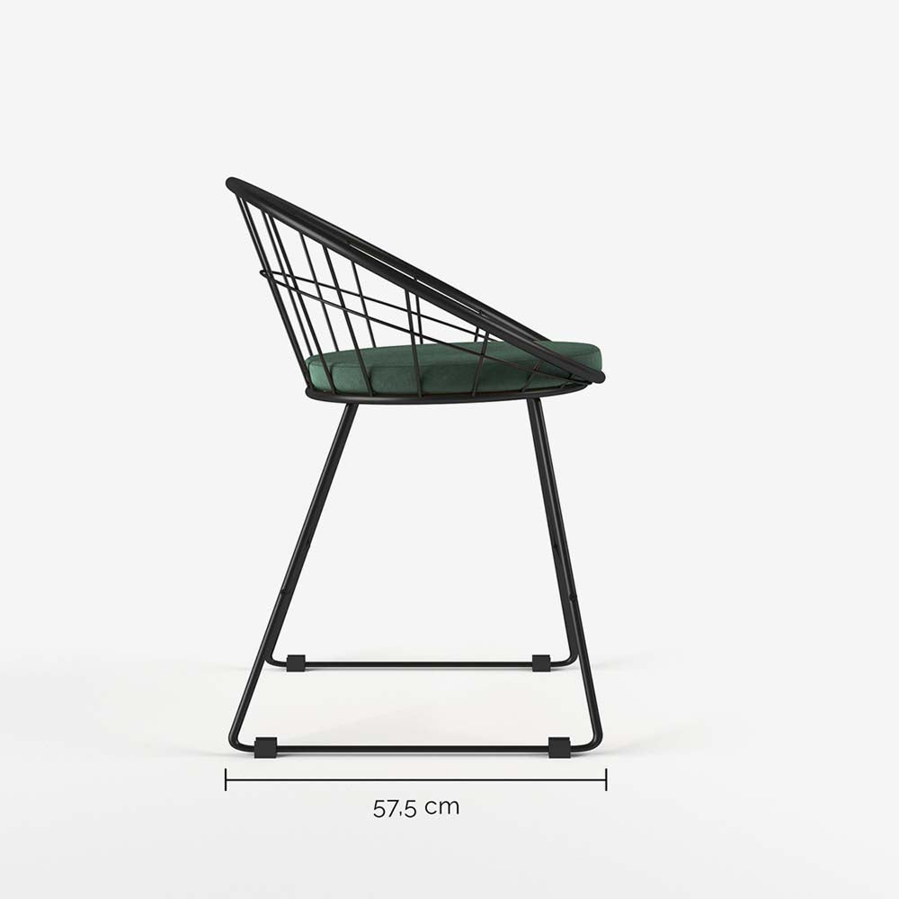Chaise Joane métal et velours vert sapin - Potiron Paris
