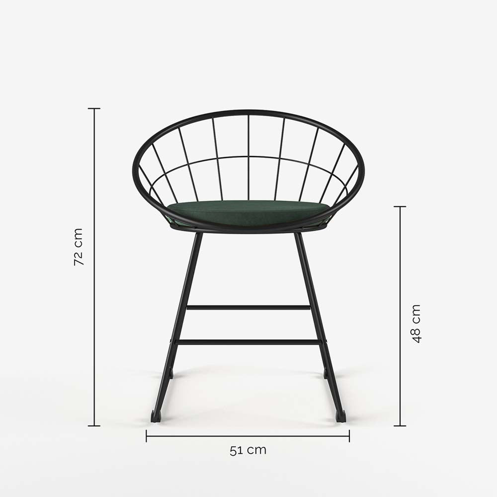 Chaise Joane métal et velours vert sapin - Potiron Paris