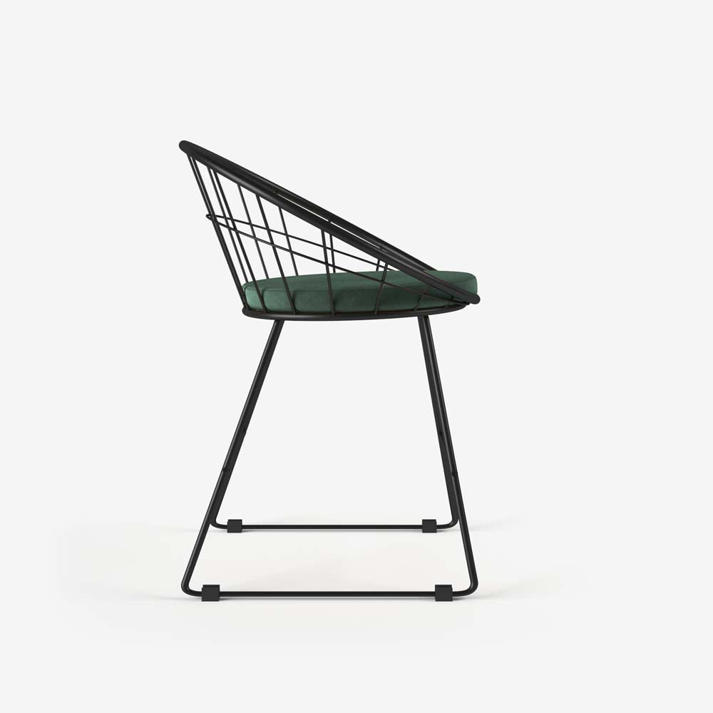 Chaise Joane métal et velours vert sapin - Potiron Paris