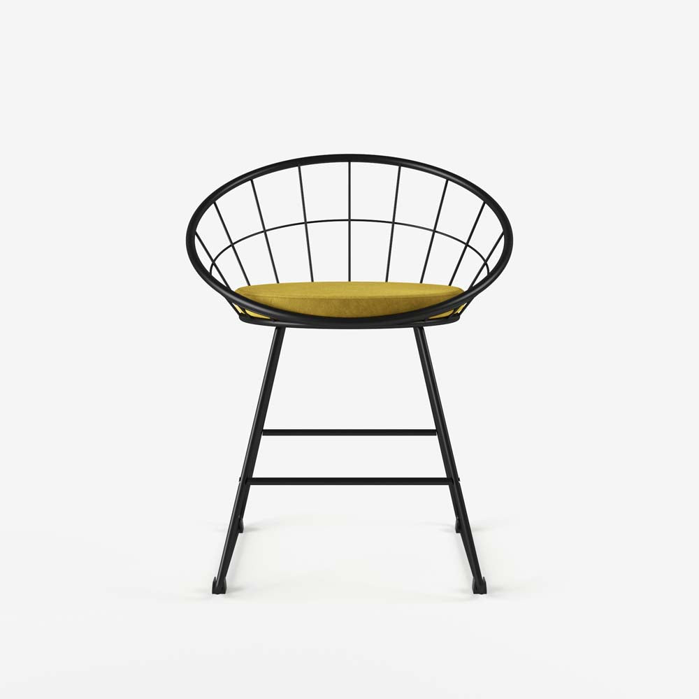 Chaise Joane métal noir et velours jaune moutarde - Potiron Paris