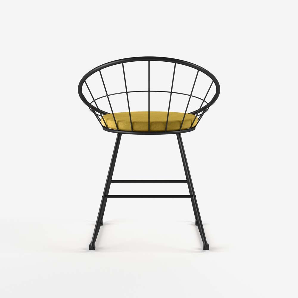 Chaise Joane métal noir et velours jaune moutarde - Potiron Paris