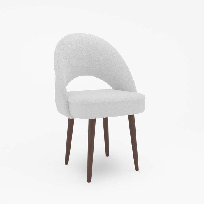 Chaise Saori aspect laine bouclée blanche, bois et métal - Potiron Paris