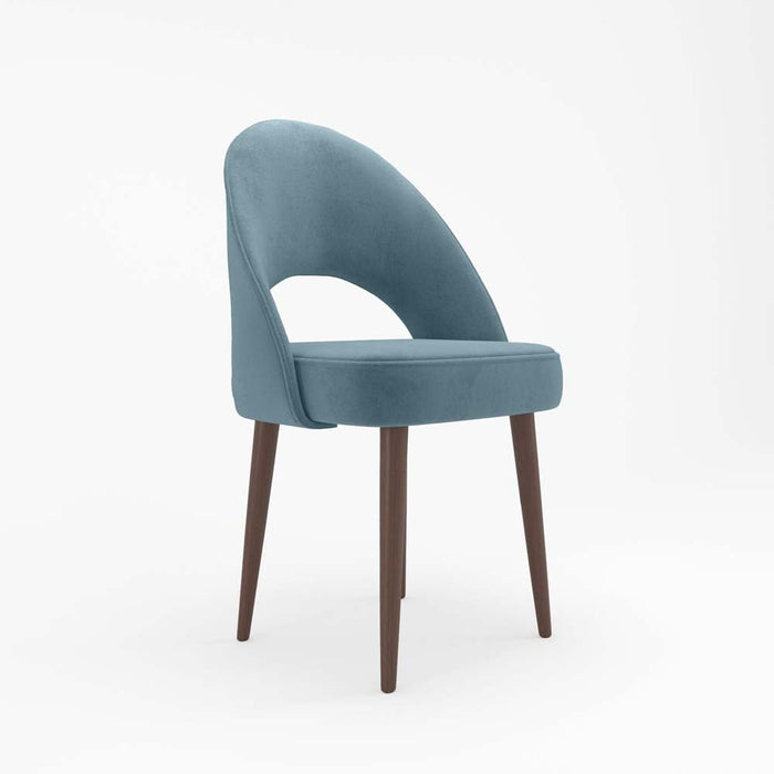 Chaise Saori velours bleu perle, bois et métal - Potiron Paris
