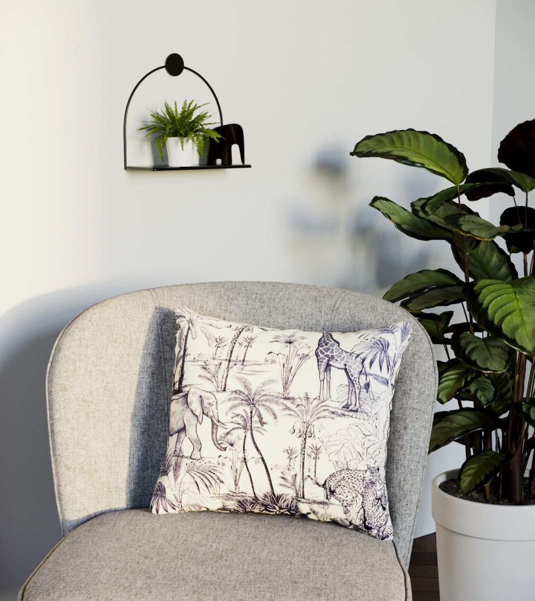 Coussin carré à motif Jungle, déhoussable Potiron Paris