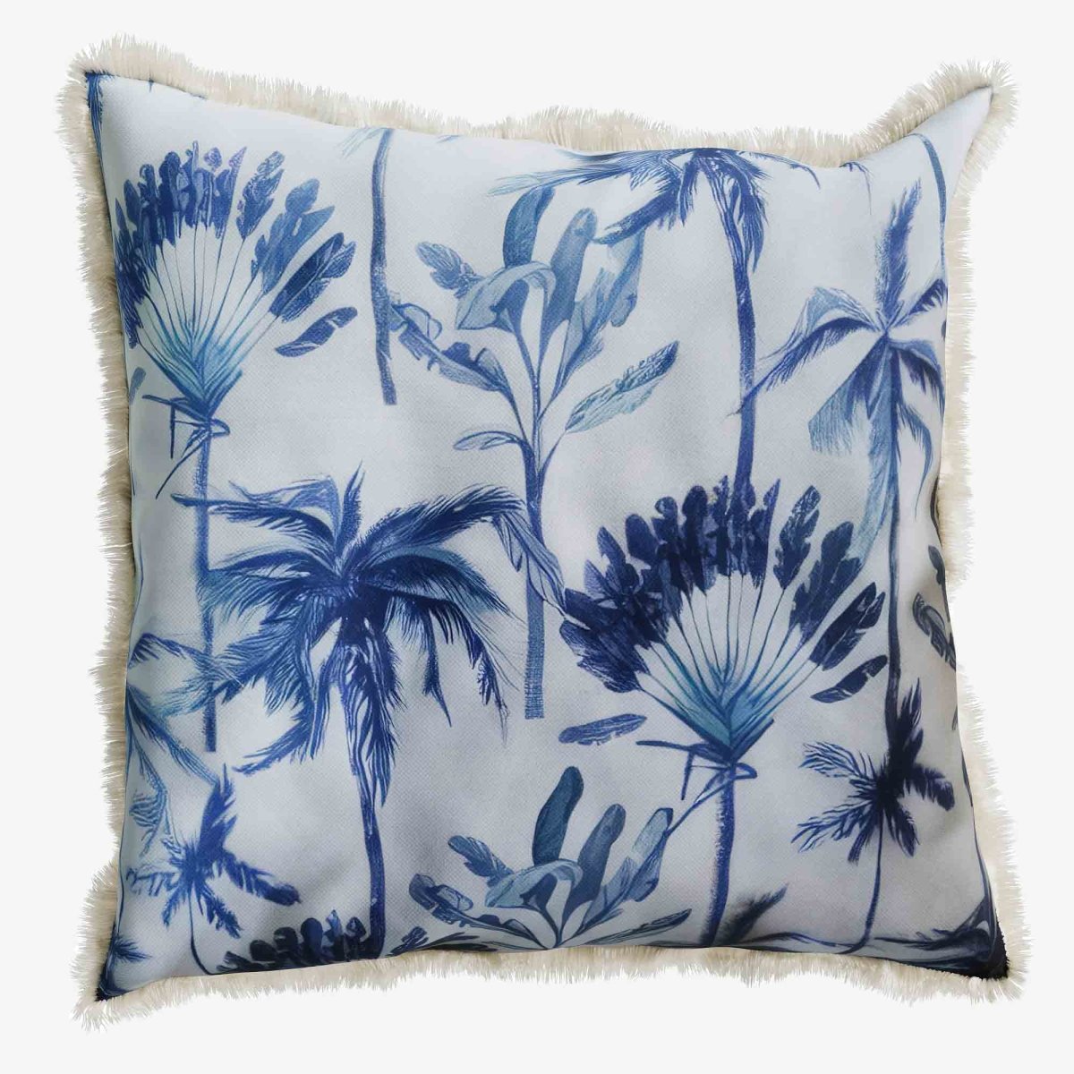 Coussin carré feuillage tropical bleu Dakar Potiron Paris