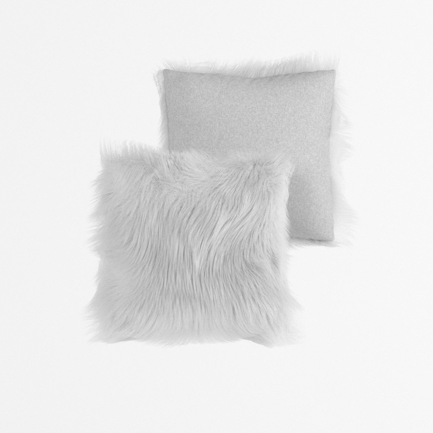 Coussin Pelo Lungo, imitation fourrure blanche Potiron Paris