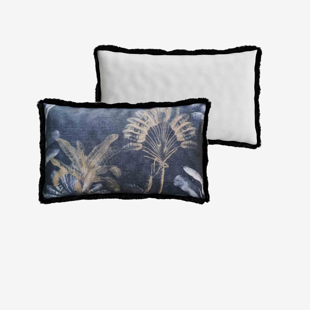 Coussin rectangulaire imprimé tropical, Palmiers Potiron Paris