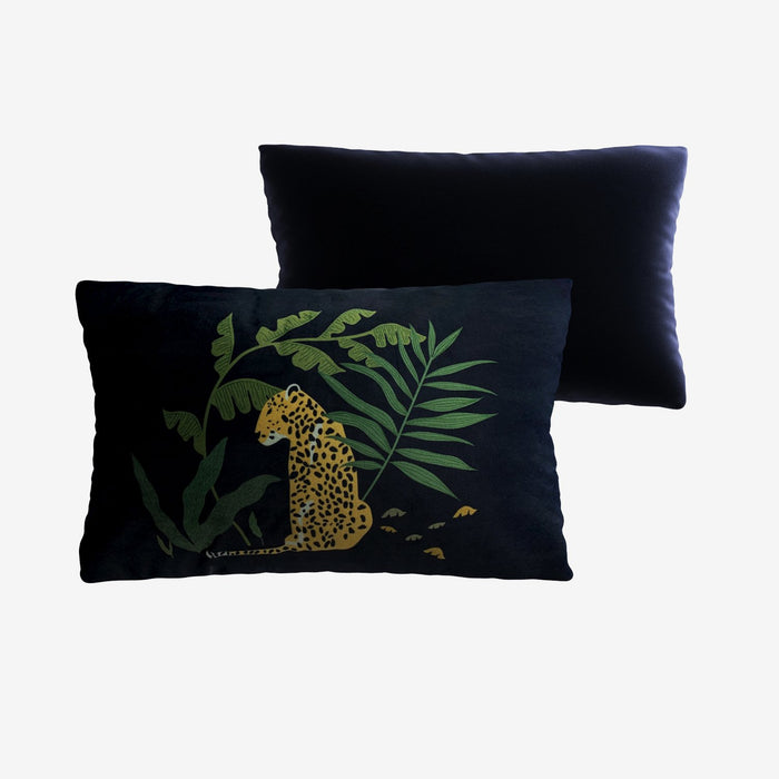 Coussin rectangulaire Pampa en velours à motifs Potiron Paris