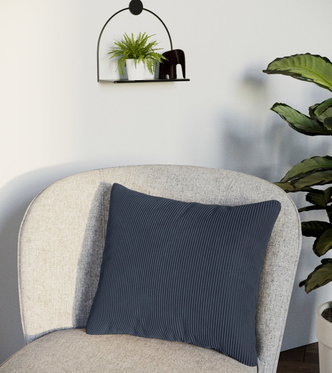 Coussin Viktoria en velours Bleu Foncé Potiron Paris