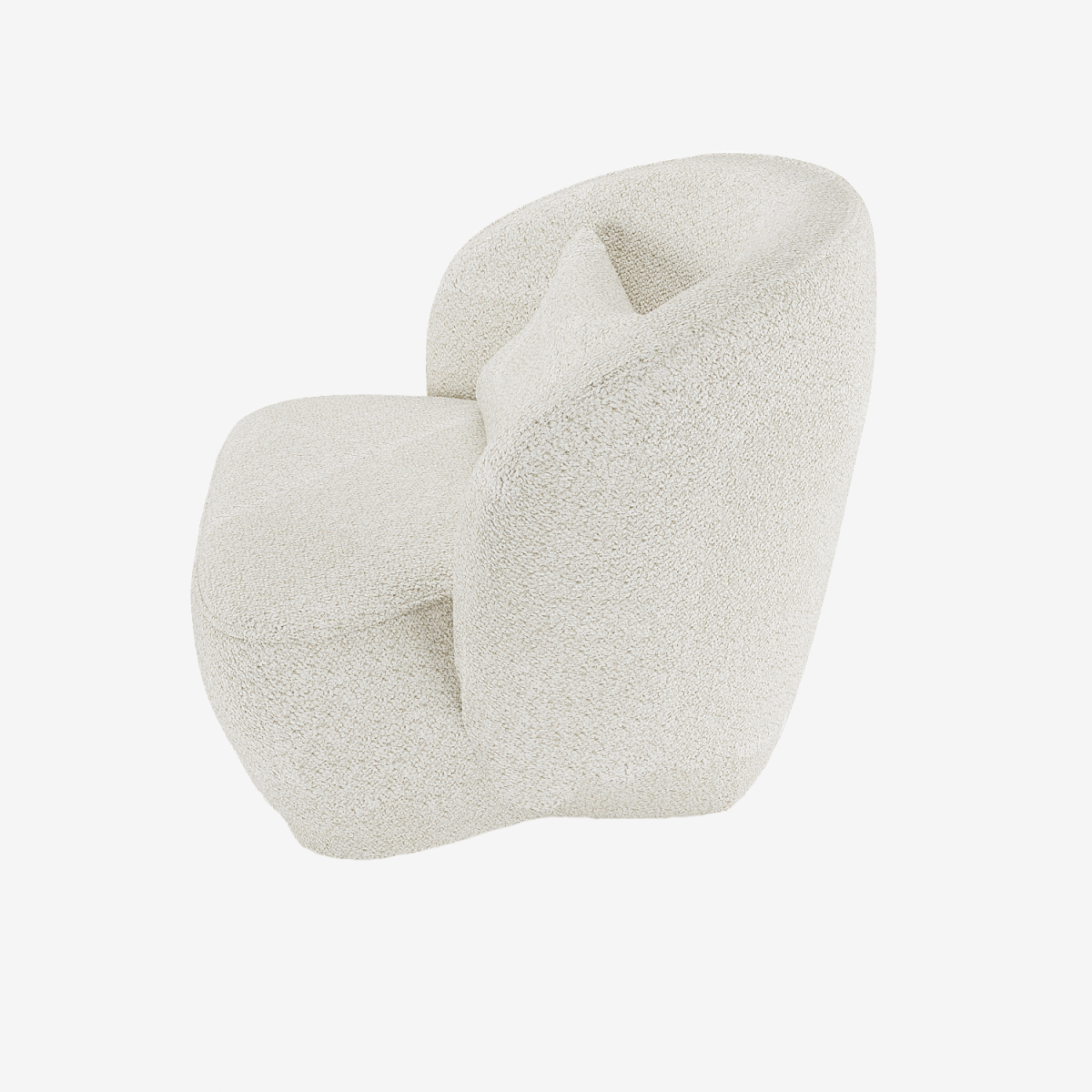 Fauteuil scandinave tissu bouclé blanc Pablo - Potiron Paris, déco et meuble contemporain design pas cher