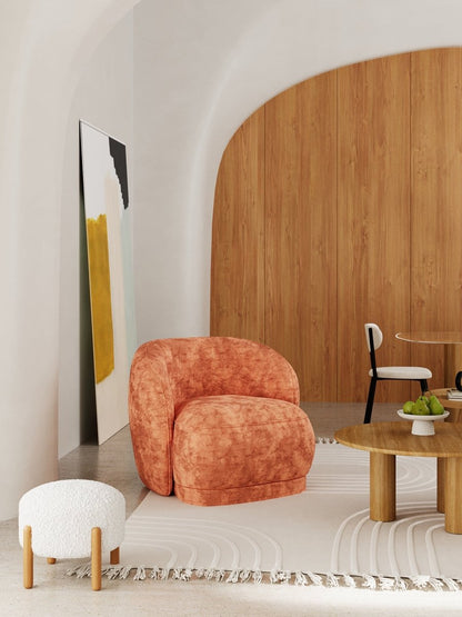 Fauteuil design en velours ocre style bohème - Potiron Paris, la satisfaction du fauteuil design et confortable pas cher