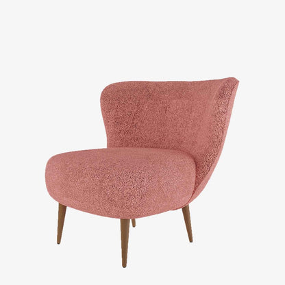Fauteuil en tissu bouclette rose et bois - Potiron Paris, la satisfaciton des assises design confortables et pas chères