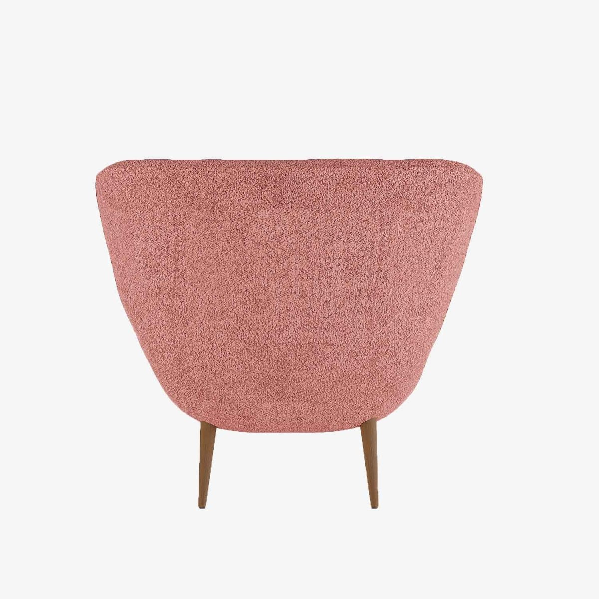 Fauteuil crapaud style vintage en tissu bouclette rose et bois - Potiron Paris, la satisfaciton des assises design confortables et pas chères