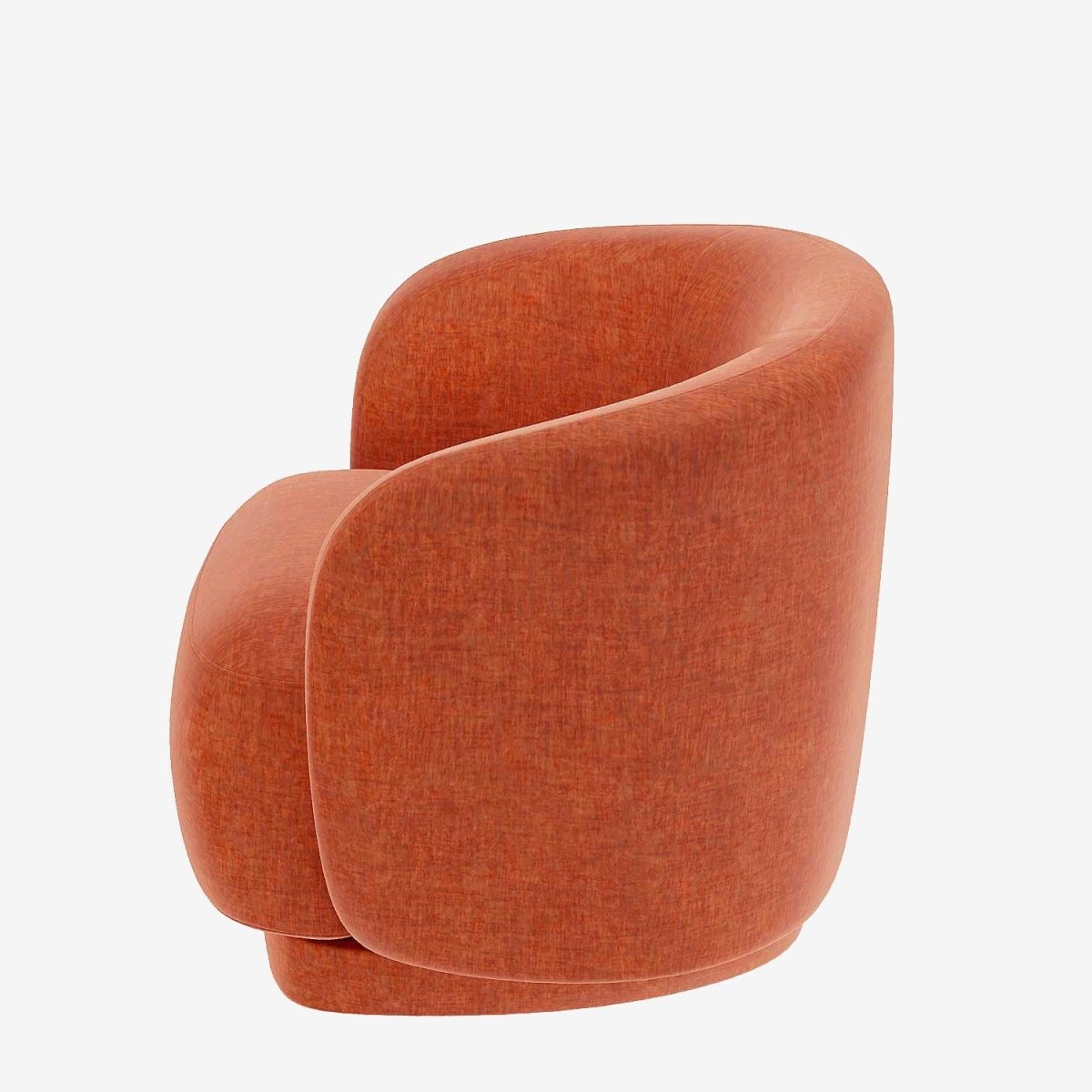 Fauteuil vintage seventies en velours orange corail - Potiron Paris, la satisfaction du fauteuil design et confortable pas cher