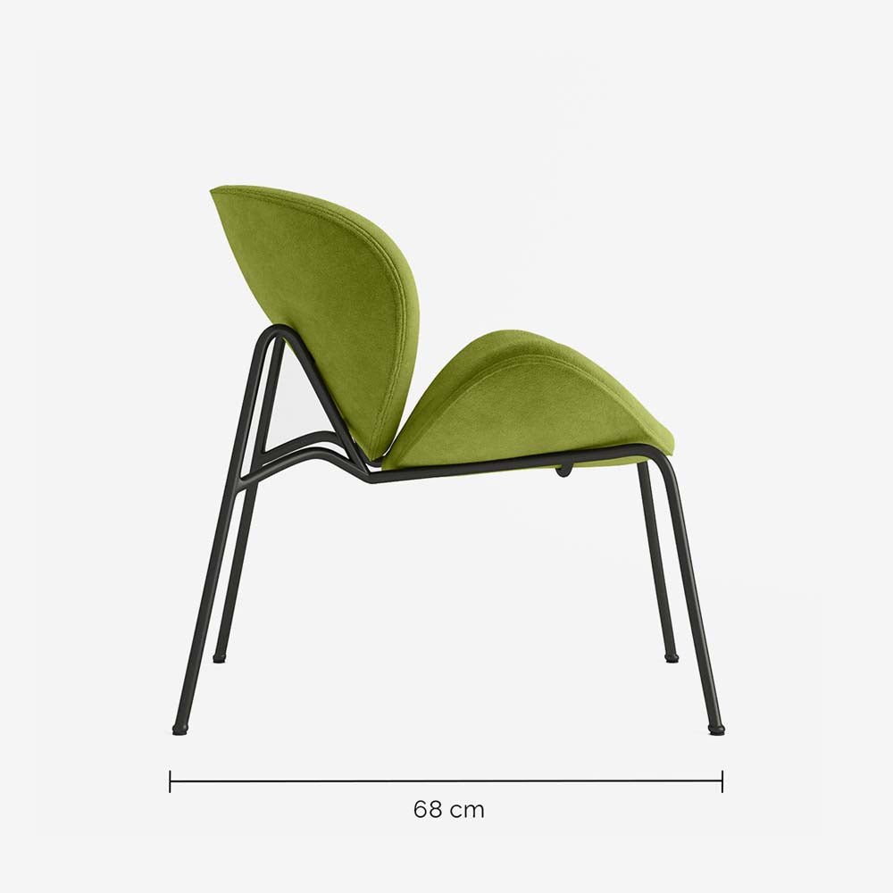 Fauteuil Malaga, velours vert olive et métal Potiron Paris