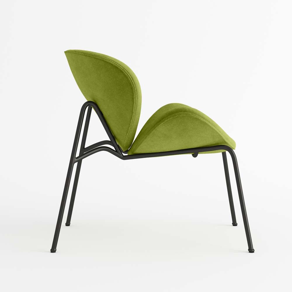 Fauteuil Malaga, velours vert olive et métal Potiron Paris