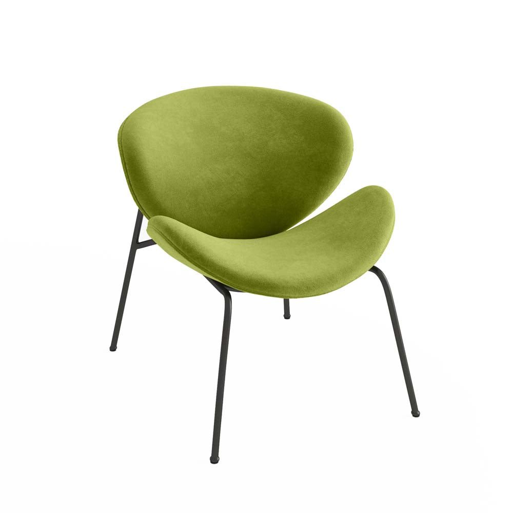 Fauteuil Malaga, velours vert olive et métal Potiron Paris