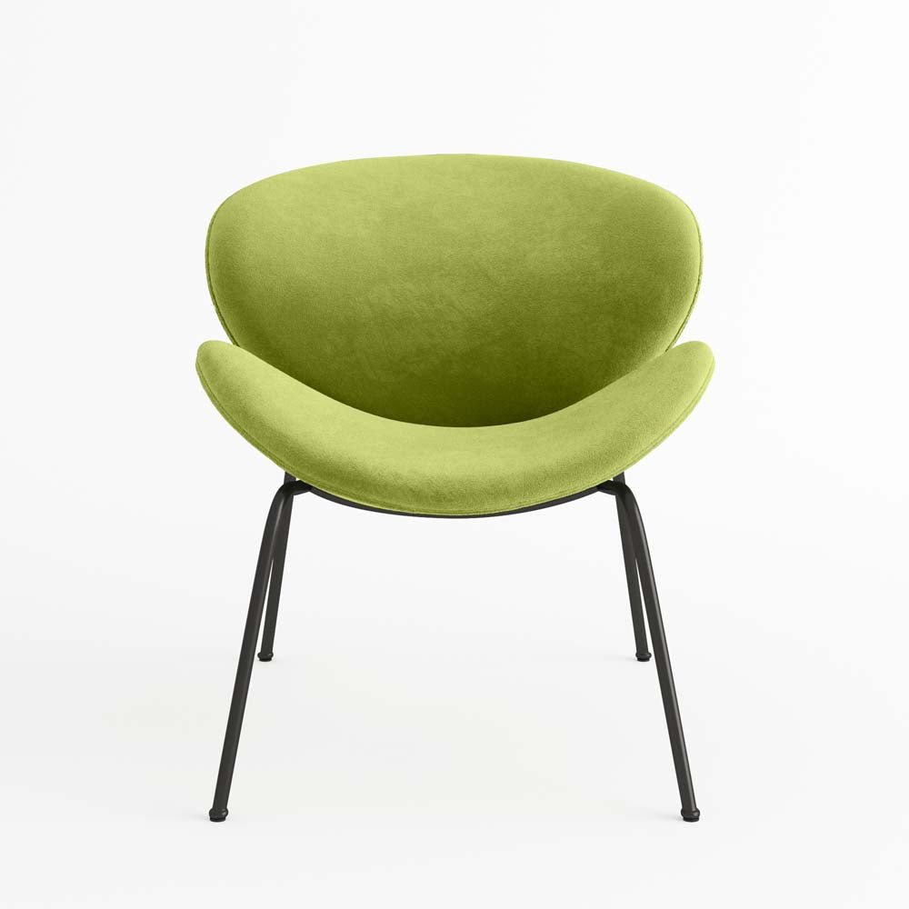 Fauteuil Malaga, velours vert olive et métal Potiron Paris