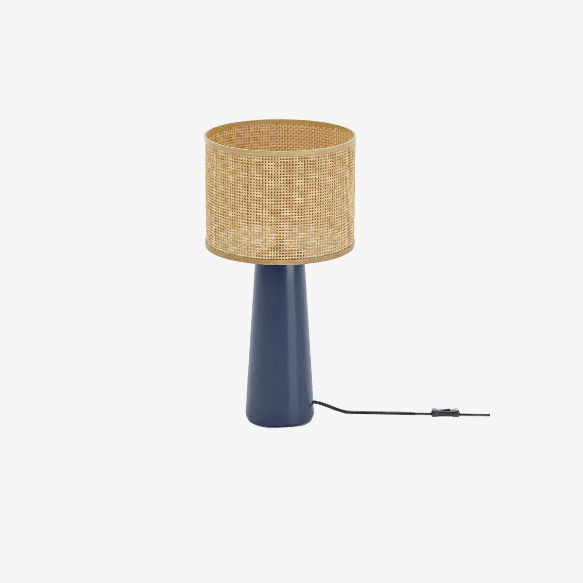 Lampe à poser en céramique bleue et rotin Van Gogh Potiron Paris
