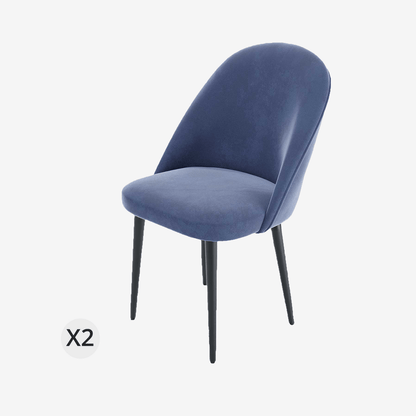 Lot de 2 chaises en velours bleu & métal noir - Potiron Paris, Potiron Paris, la déco des intérieurs hauts en couleurs