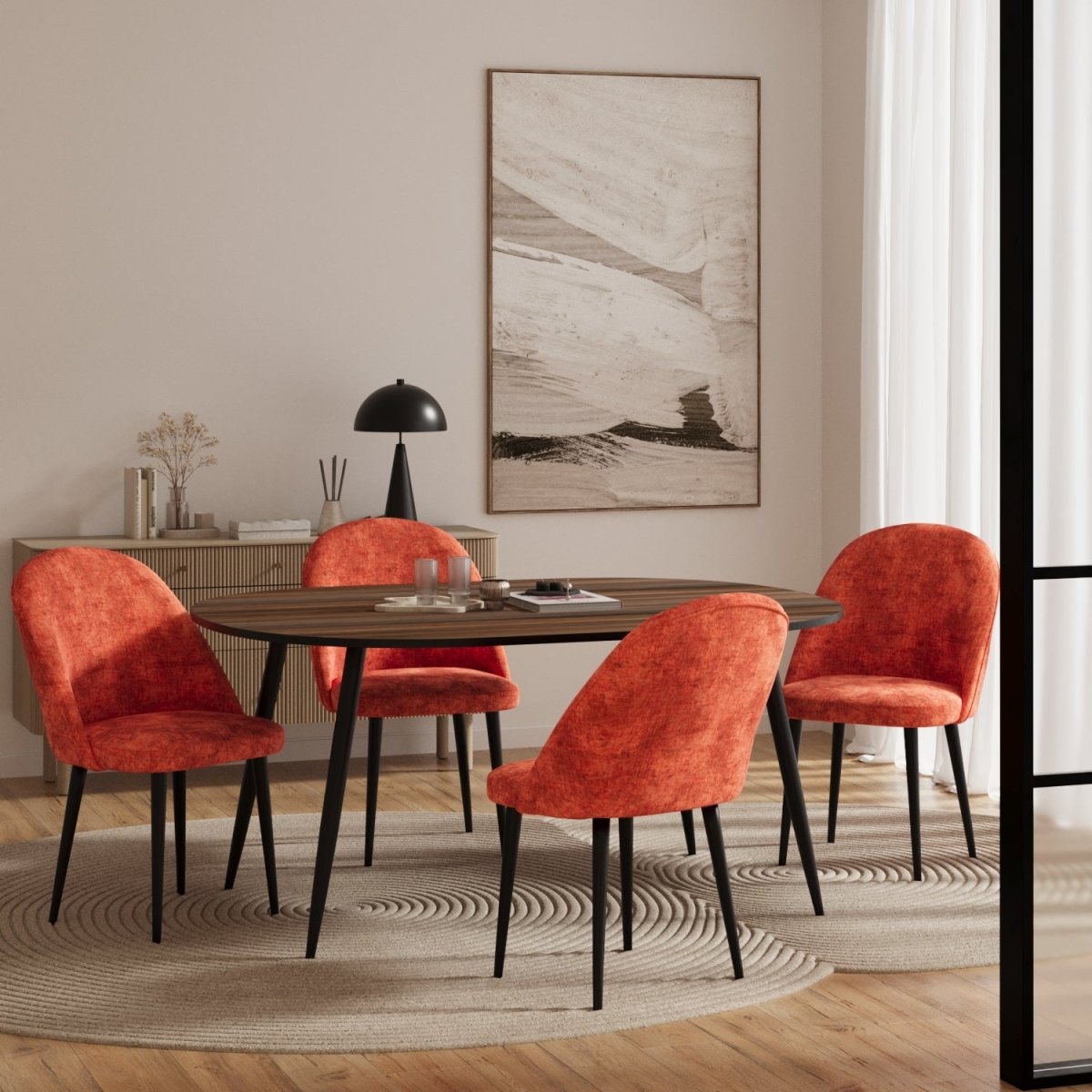 Lot de 2 chaises design scandinave vintage en velours ocre & métal noir - Potiron Paris, Potiron Paris, la déco des intérieurs hauts en couleurs
