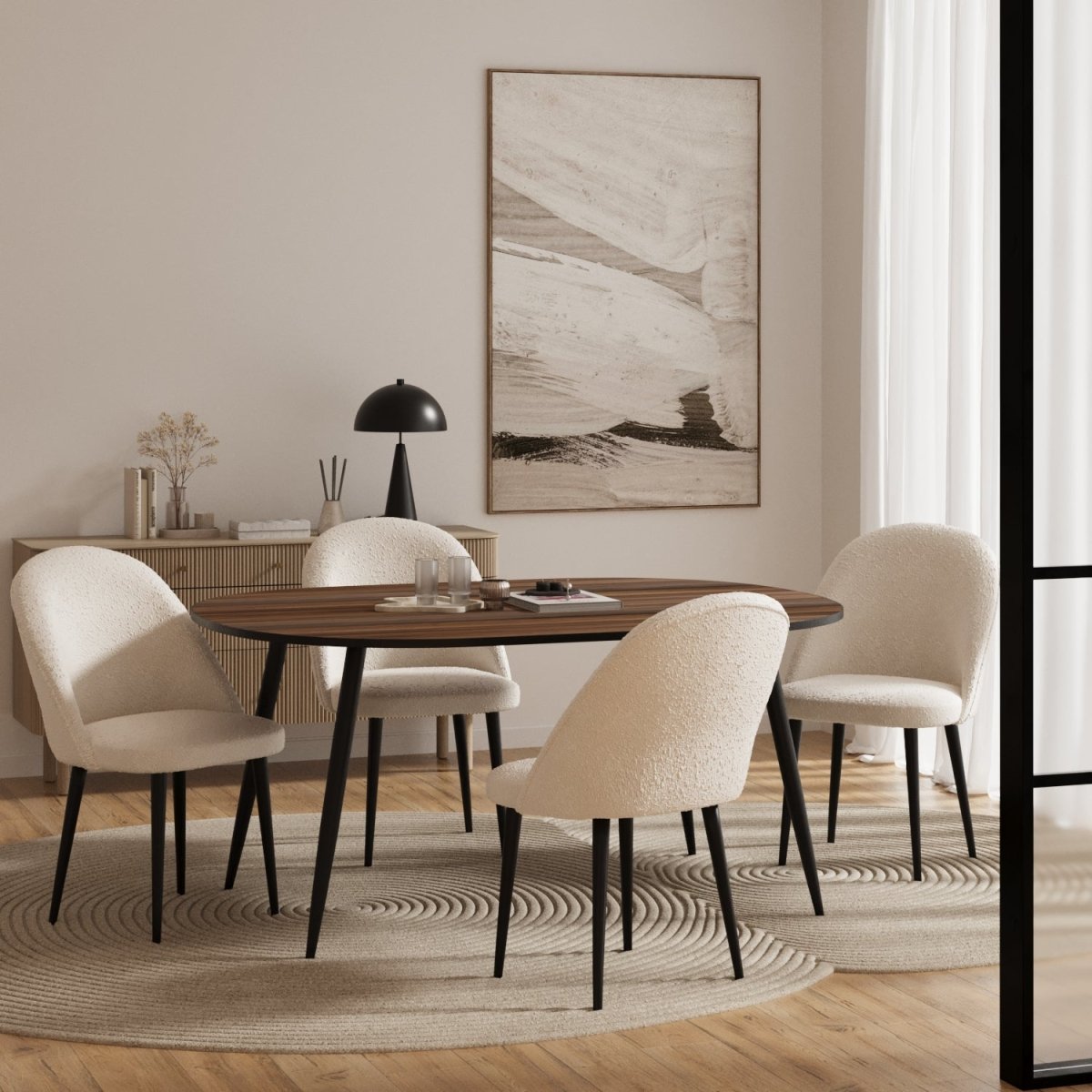 Chaises design scandinave en tissu beige & métal noir - Potiron Paris, Potiron Paris, la déco des intérieurs hauts en couleurs