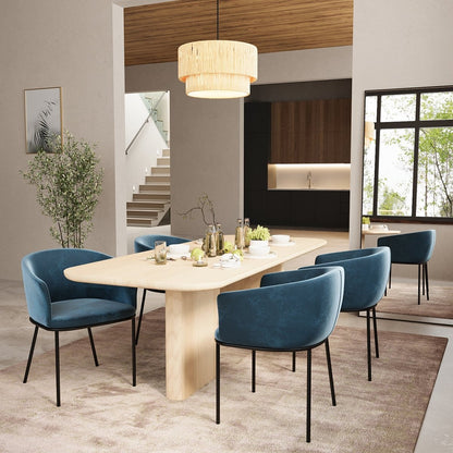 Chaises de salle à manger design et confortables en velours bleu Andréa Potiron Paris, la décoration intérieur moderne