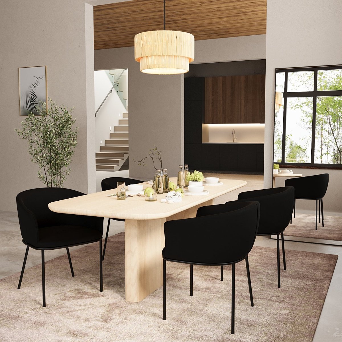 Fauteuils de salle à manger design et confortables pour le dos, en velours noir - Potiron Paris, la décoration intérieur moderne