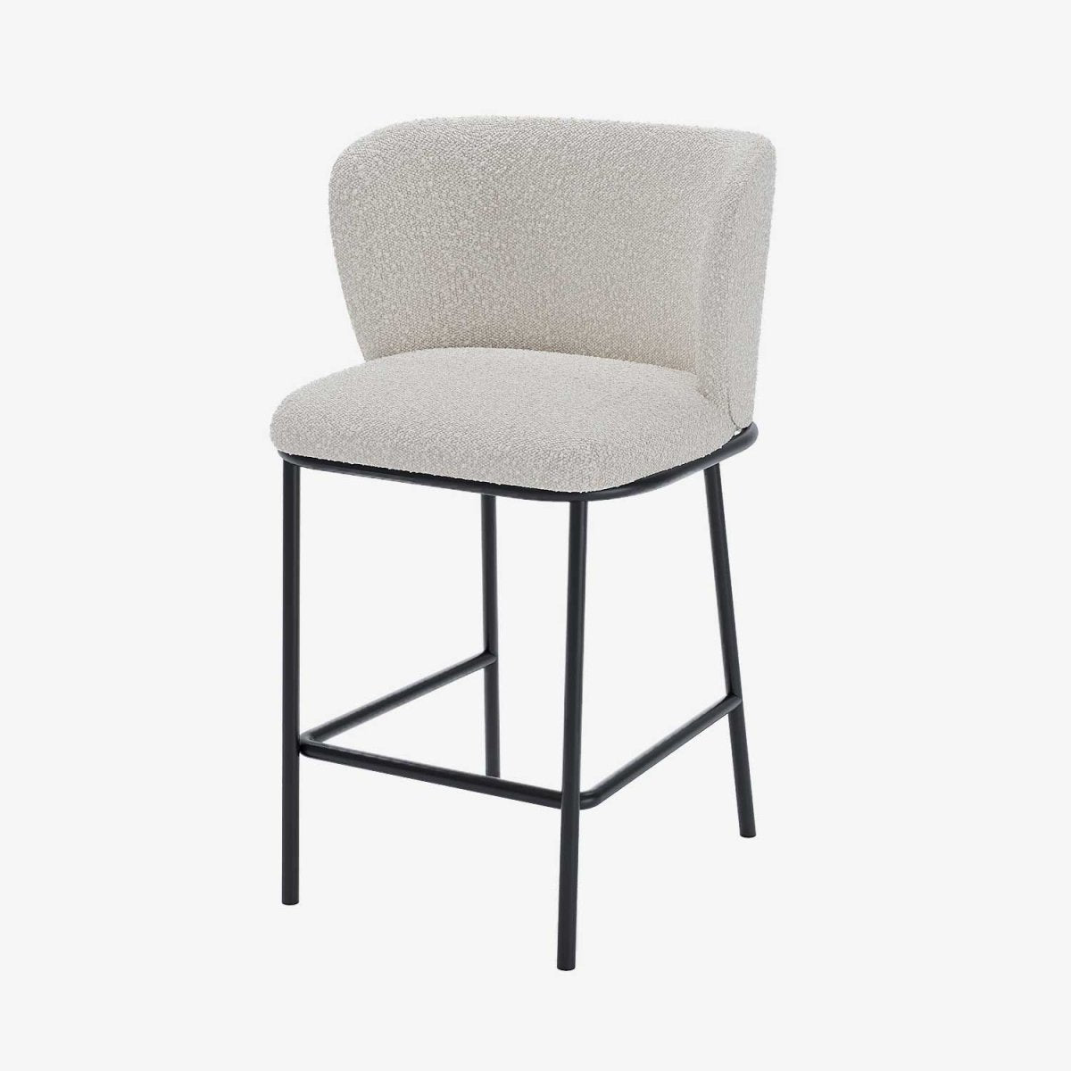 Lot de 2 tabourets de bar en tissu bouclé blanc très doux - Potiron Paris, salle a manger moderne chic