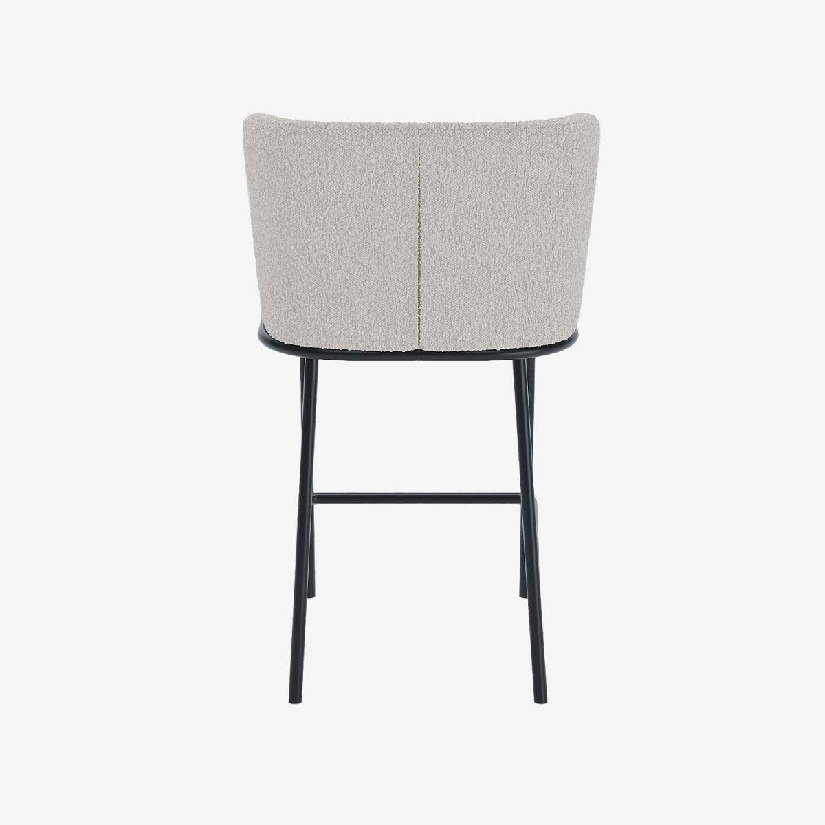 Tabouret de bar avec dossier en tissu bouclé blanc César Potiron Paris, salle a manger moderne chic