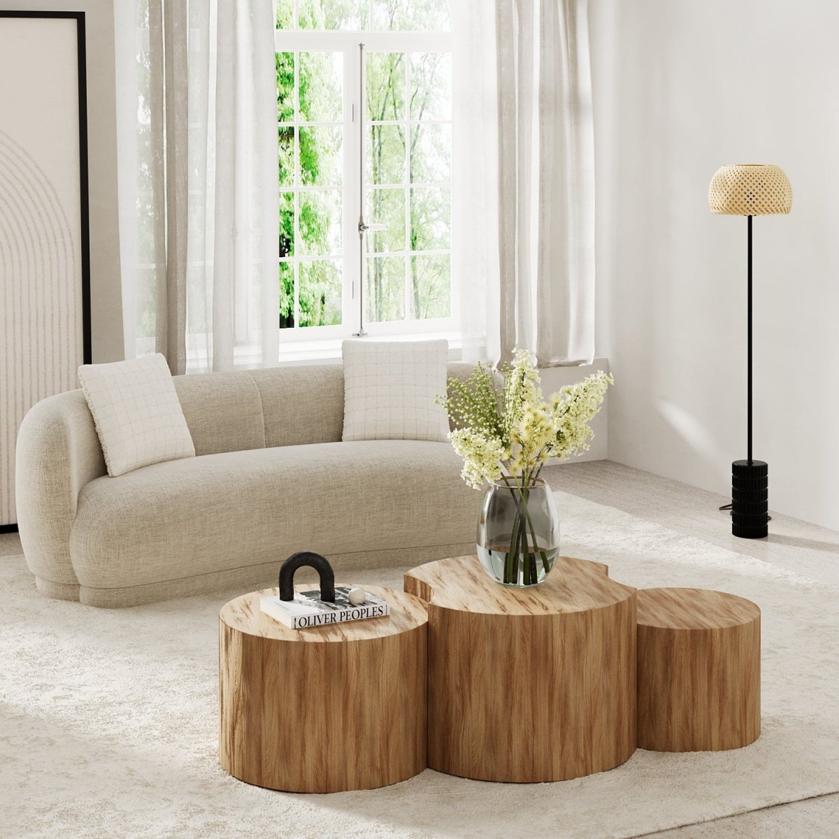 Lot de 3 tables de salon en bois design minimaliste chaleureux - Potiron Paris, la décoration intérieur moderne haute en couleurs