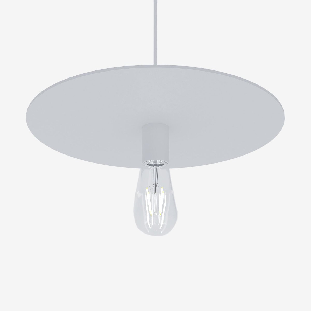 Lustre suspension cuisine forme de disque plat en métal blanc style minimaliste moderne - Potiron Paris, collection luminaire décoration intérieur