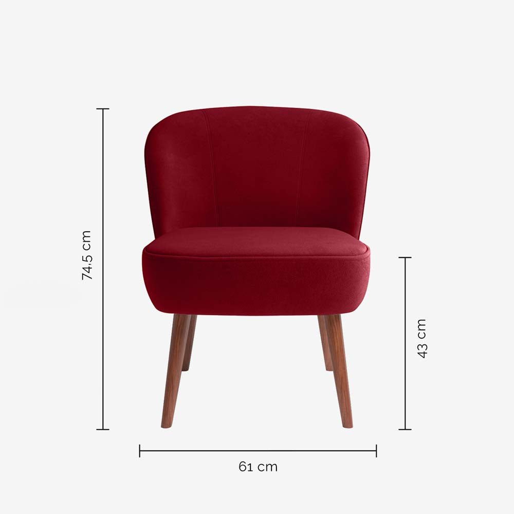 Petit fauteuil de salon en velours bordeaux Jane Potiron Paris