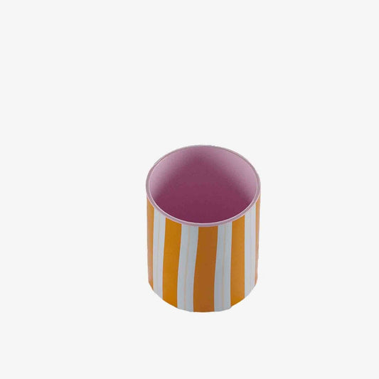 Petit vase cylindrique à rayures orange, Orlando - Potiron Paris, meuble déco salon haut en couleurs