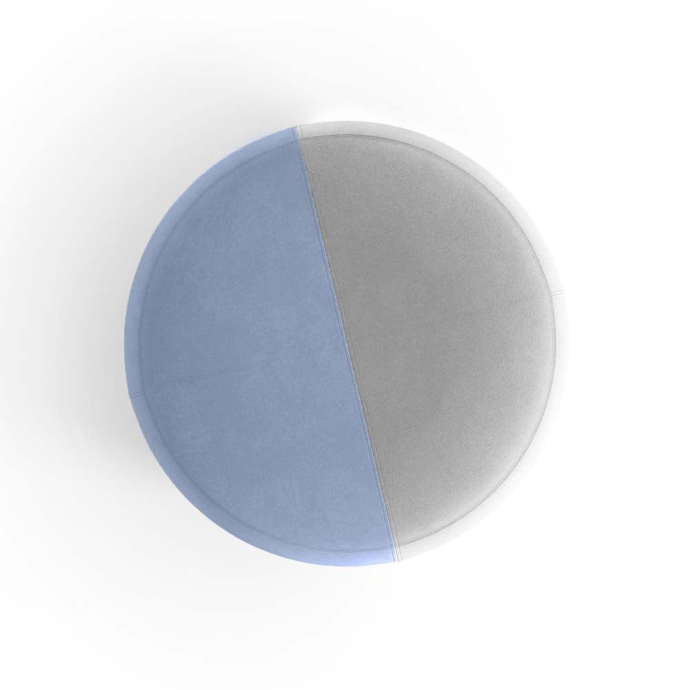 Pouf rond en velours bicolore bleu Iris Potiron Paris