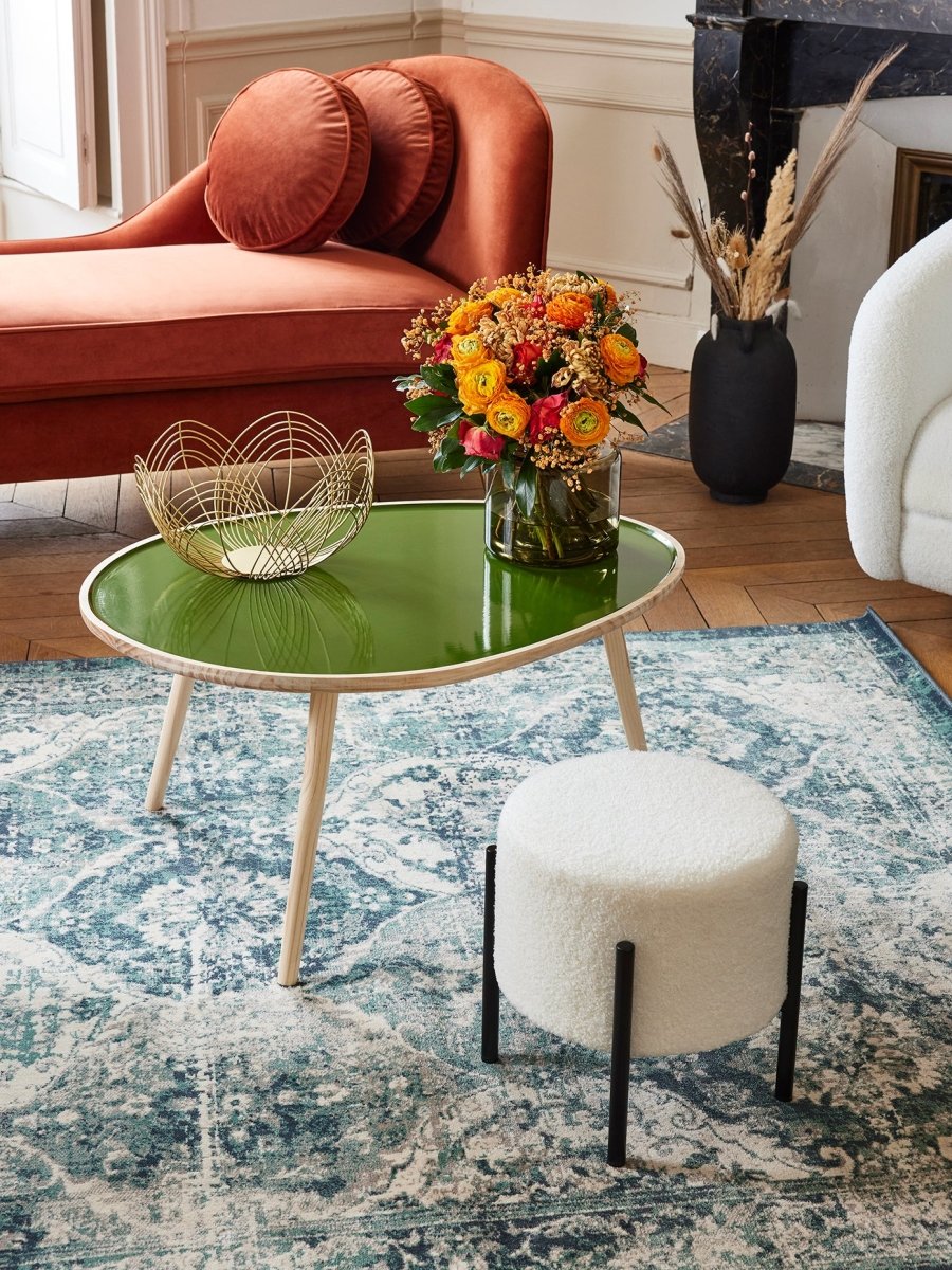 Table basse Marsala, en bois et peinture céramique vert kaki Potiron Paris