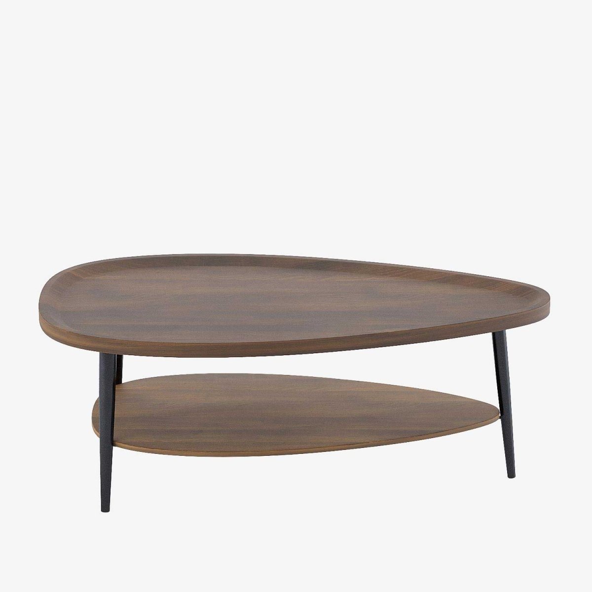 Table basse bois vintage, 2 plateaux en forme de triangle, style déco sixties - Potiron Paris, meuble decoration d'autrefois