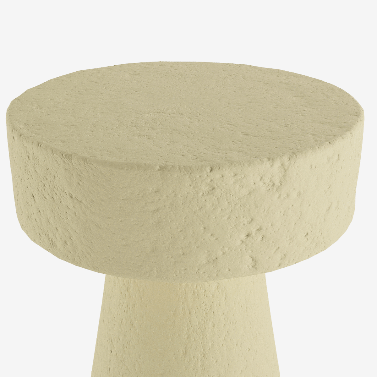 Table d’appoint ronde design brutaliste en magnésie crème Marguerite - Potiron Paris