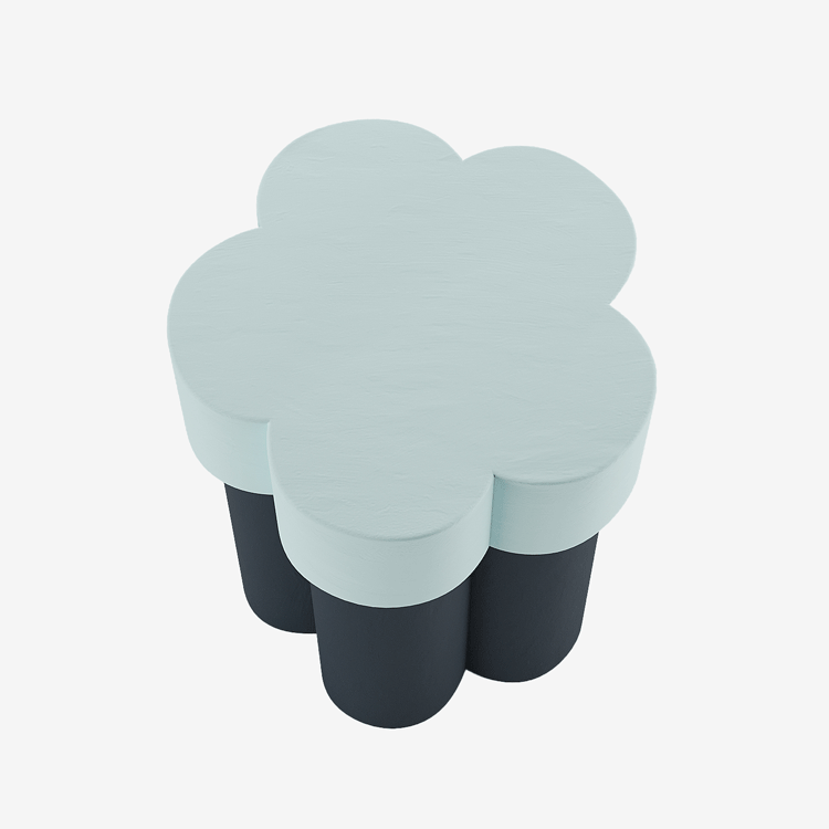 Pour ceux qui font rimer maison avec bonheur : Table d’appoint en forme de fleur, magnésie bleue Magnolia Potiron Paris