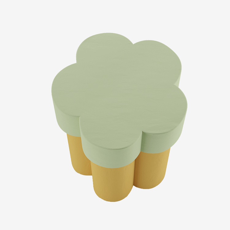Pour faire rimer maison avec bien-être : Table d’appoint en forme de fleur, magnésie vert clair et jaune Magnolia Potiron Paris