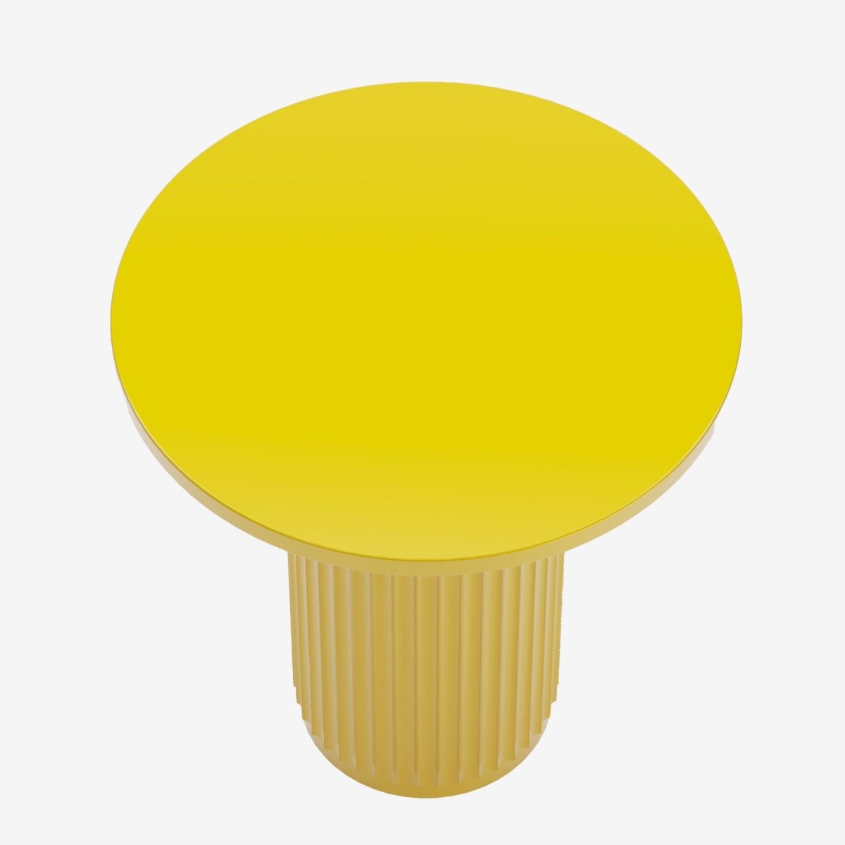 Table d'appoint ronde cannelée de couleur jaune, un bout de canapé original ou une table de chevet moderne, collection petits meubles de salon -Potiron Paris, site meuble et déco pas cher