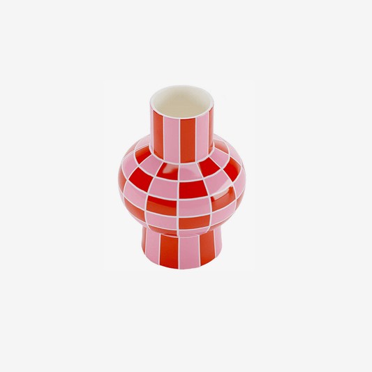 Vase céramique motif damier rouge Louvre Potiron Paris