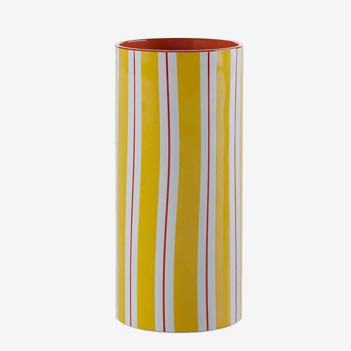 Vase cylindrique à rayures jaune, Orlando - modèle medium Potiron Paris
