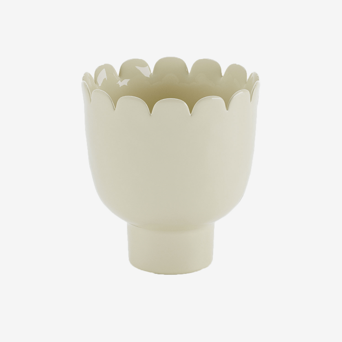 Vase à fleurs rond forme tulipe sur pied en céramique crème - Potiron Paris, accessoires déco design pas chère pour la maison de style contemporain