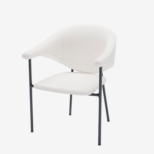 Lot de 2 chaises avec accoudoir design en velours blanc crème Jeanne Potiron Paris