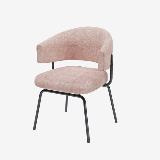 Lot de 2 chaises avec accoudoir tendance en tissu chenille rose poudré Silva Potiron Paris