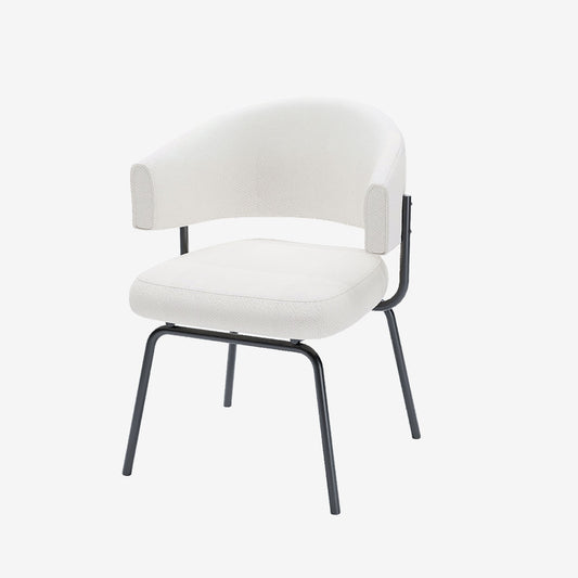 Lot de 2 chaises avec accoudoir tendance en tissu chenille blanc Silva Potiron Paris