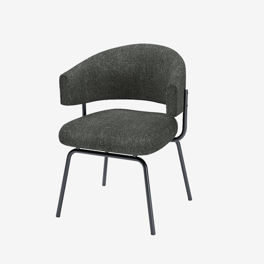 Lot de 2 chaises avec accoudoir tendance en tissu chenille gris-anthracite Silva Potiron Paris