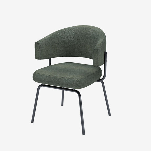 Lot de 2 chaises avec accoudoir tendance en tissu chenille vert Silva Potiron Paris