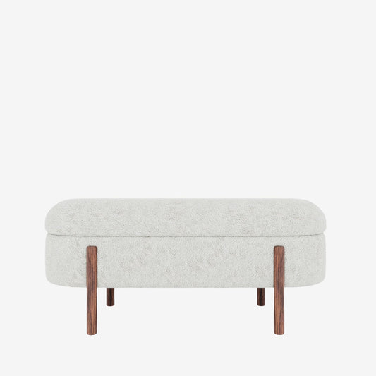 Marianne – Banc coffre de rangement en tissu bouclé crème